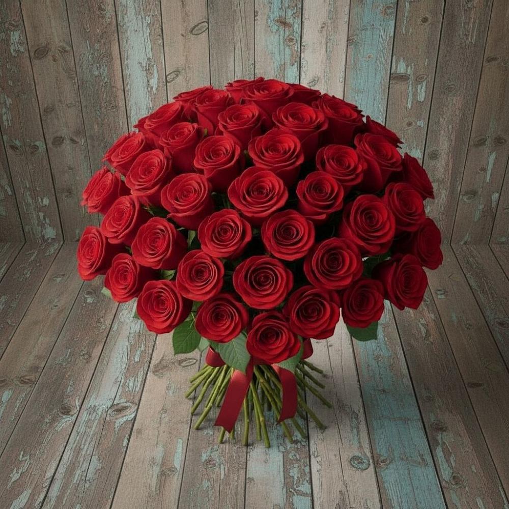 Букет 55 Красных роз Фридом в Змейке