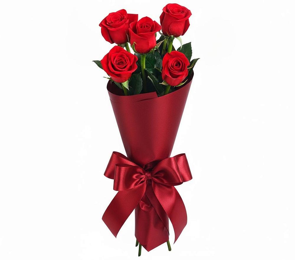 Букет 5 Красных роз Эдлесс Лав в Змейке
