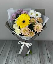 Букет цветов из:  Розы, Герберы и Хризантемы #REPLACE_PRED# Змейке