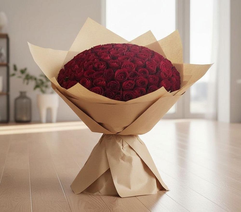 Букет 101 Красная роза в Змейке